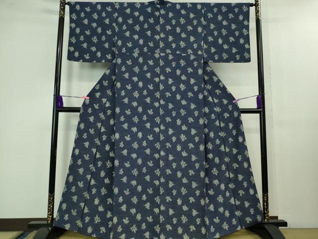 平和屋本店■極上　浦野理一　型染　小紋　草花文　逸品　DZAB1378kh5