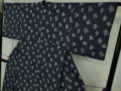 平和屋本店■極上　浦野理一　型染　小紋　草花文　逸品　DZAB1378kh5