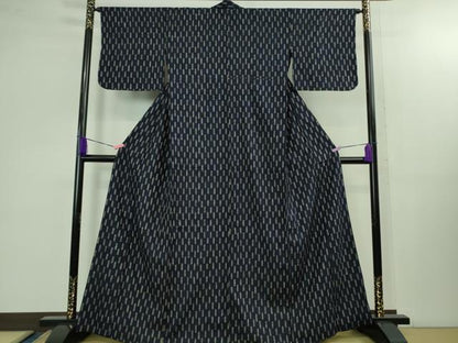 平和屋本店■極上　浦野理一　経節紬　背抜き仕立て　市松文様　逸品　DZAB1382kh5