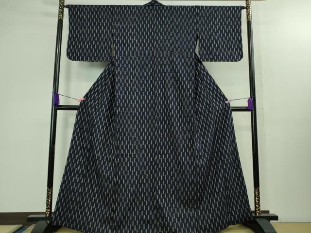 平和屋本店■極上　浦野理一　経節紬　背抜き仕立て　市松文様　逸品　DZAB1382kh5