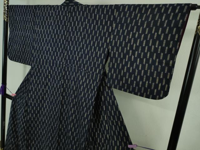 平和屋本店■極上　浦野理一　経節紬　背抜き仕立て　市松文様　逸品　DZAB1382kh5