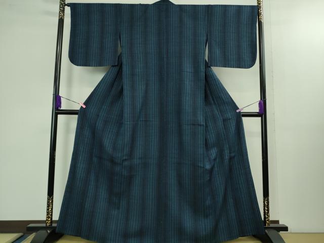 平和屋本店▽極上　浦野理一　経節紬　単衣　間道　逸品　DZAB1383kh5