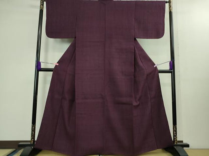 平和屋本店■極上　浦野理一　経節紬　色無地　紫紺色　逸品　DZAB1384kh5