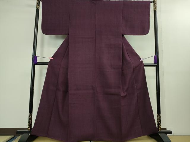 平和屋本店■極上　浦野理一　経節紬　色無地　紫紺色　逸品　DZAB1384kh5