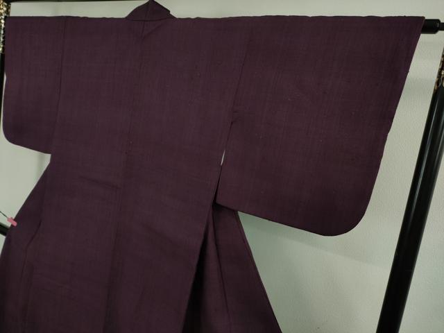 平和屋本店■極上　浦野理一　経節紬　色無地　紫紺色　逸品　DZAB1384kh5