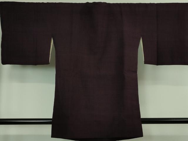 平和屋本店■極上　浦野理一　経節紬　道行コート　色無地　深紫色　逸品　DZAB1386kh5