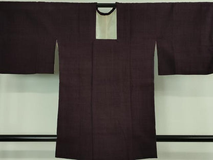 平和屋本店■極上　浦野理一　経節紬　道行コート　色無地　深紫色　逸品　DZAB1386kh5