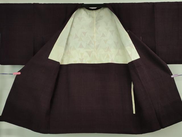 平和屋本店■極上　浦野理一　経節紬　道行コート　色無地　深紫色　逸品　DZAB1386kh5