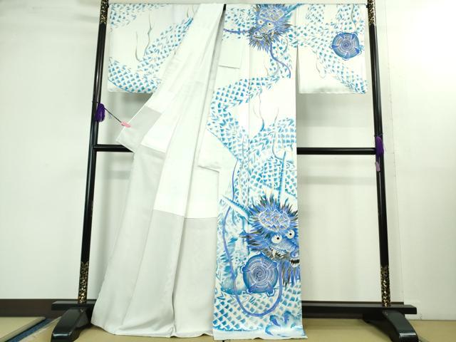 平和屋本店■極上　訪問着　手描き　龍　金銀彩　反端付き　逸品　未使用　DZAB1393kh5