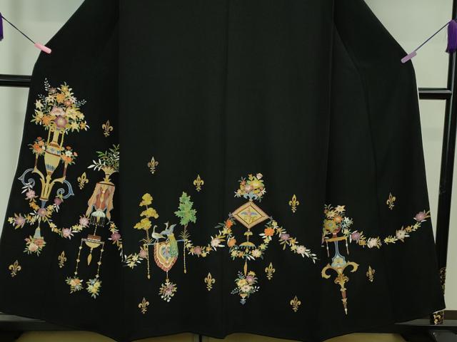 平和屋本店■極上　創業130年　江戸染繍友禅　大彦　黒留袖　刺繍　花鳥文　金銀糸　大丸扱い　逸品　DZAB1399kh5