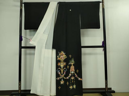 平和屋本店■極上　創業130年　江戸染繍友禅　大彦　黒留袖　刺繍　花鳥文　金銀糸　大丸扱い　逸品　DZAB1399kh5
