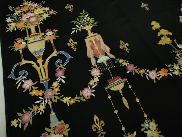 平和屋本店■極上　創業130年　江戸染繍友禅　大彦　黒留袖　刺繍　花鳥文　金銀糸　大丸扱い　逸品　DZAB1399kh5
