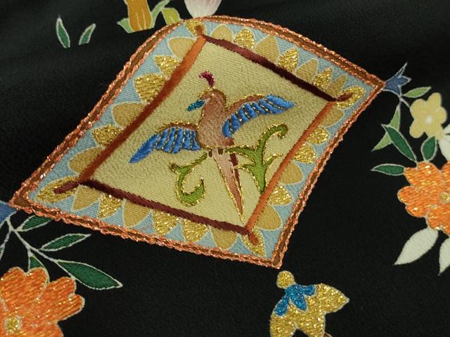 平和屋本店■極上　創業130年　江戸染繍友禅　大彦　黒留袖　刺繍　花鳥文　金銀糸　大丸扱い　逸品　DZAB1399kh5