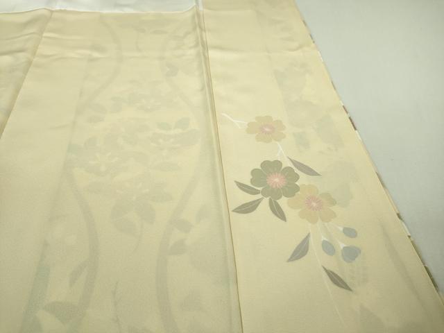 平和屋本店■極上　訪問着　枝垂れ花　立涌花文　鳥の子色地　金彩　逸品　DZAB1401kh5