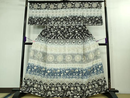 平和屋本店■極上　中国三大刺繍　スワトウ刺繍　汕頭刺繍　訪問着　正倉院更紗花文　暈し染め　金糸　まるやま扱い　逸品　DZAB1403kh5