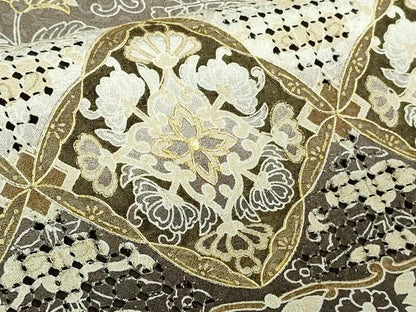 平和屋本店■極上　中国三大刺繍　スワトウ刺繍　汕頭刺繍　訪問着　正倉院更紗花文　暈し染め　金糸　逸品　DZAB1404kh5