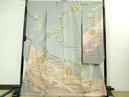 平和屋本店■極上　中国三大刺繍　スワトウ刺繍　汕頭刺繍　総刺繍　振袖　正倉院花文　暈し染め　金糸　逸品　DZAB1407kh5