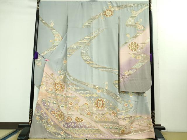 平和屋本店■極上　中国三大刺繍　スワトウ刺繍　汕頭刺繍　総刺繍　振袖　正倉院花文　暈し染め　金糸　逸品　DZAB1407kh5