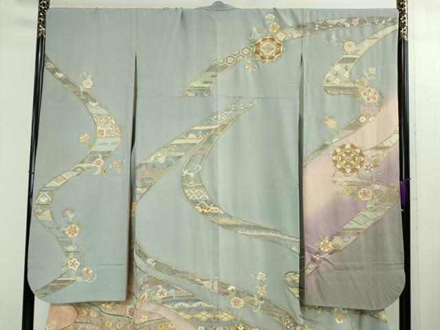 平和屋本店■極上　中国三大刺繍　スワトウ刺繍　汕頭刺繍　総刺繍　振袖　正倉院花文　暈し染め　金糸　逸品　DZAB1407kh5