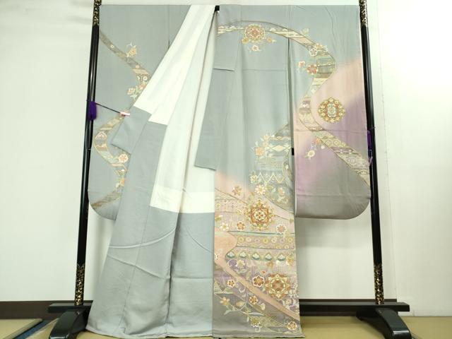 平和屋本店■極上　中国三大刺繍　スワトウ刺繍　汕頭刺繍　総刺繍　振袖　正倉院花文　暈し染め　金糸　逸品　DZAB1407kh5