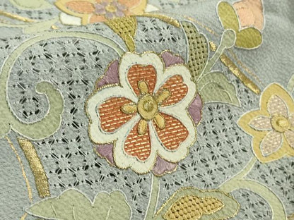 平和屋本店■極上　中国三大刺繍　スワトウ刺繍　汕頭刺繍　総刺繍　振袖　正倉院花文　暈し染め　金糸　逸品　DZAB1407kh5