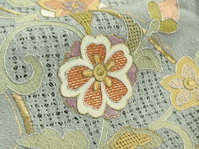 平和屋本店■極上　中国三大刺繍　スワトウ刺繍　汕頭刺繍　総刺繍　振袖　正倉院花文　暈し染め　金糸　逸品　DZAB1407kh5