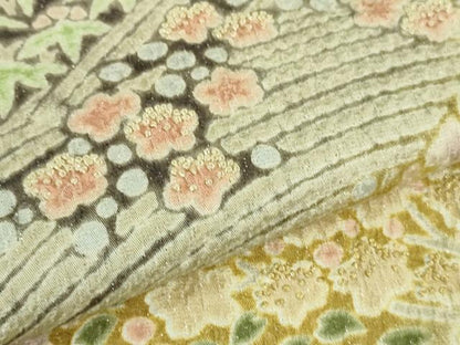 平和屋本店■極上　中国三大刺繍　相良刺繍　訪問着　襲絞り　笹花文　暈し染め　銀通し地　逸品　DZAB1409kh5