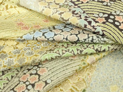 平和屋本店■極上　中国三大刺繍　相良刺繍　訪問着　襲絞り　笹花文　暈し染め　銀通し地　逸品　DZAB1409kh5