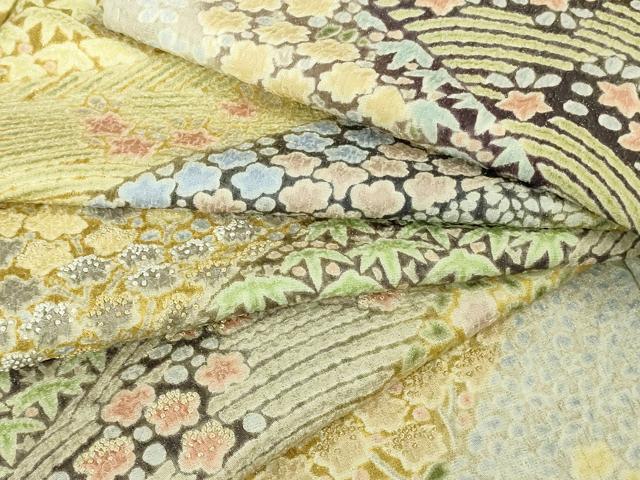 平和屋本店■極上　中国三大刺繍　相良刺繍　訪問着　襲絞り　笹花文　暈し染め　銀通し地　逸品　DZAB1409kh5