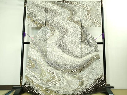 平和屋本店■極上　中国三大刺繍　相良刺繍　訪問着　襲絞り　暈し染め　金糸　銀通し地　逸品　未使用　DZAB1411kh5