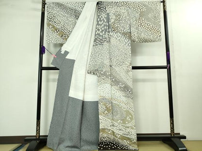 平和屋本店■極上　中国三大刺繍　相良刺繍　訪問着　襲絞り　暈し染め　金糸　銀通し地　逸品　未使用　DZAB1411kh5