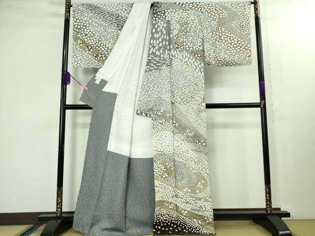 平和屋本店■極上　中国三大刺繍　相良刺繍　訪問着　襲絞り　暈し染め　金糸　銀通し地　逸品　未使用　DZAB1411kh5