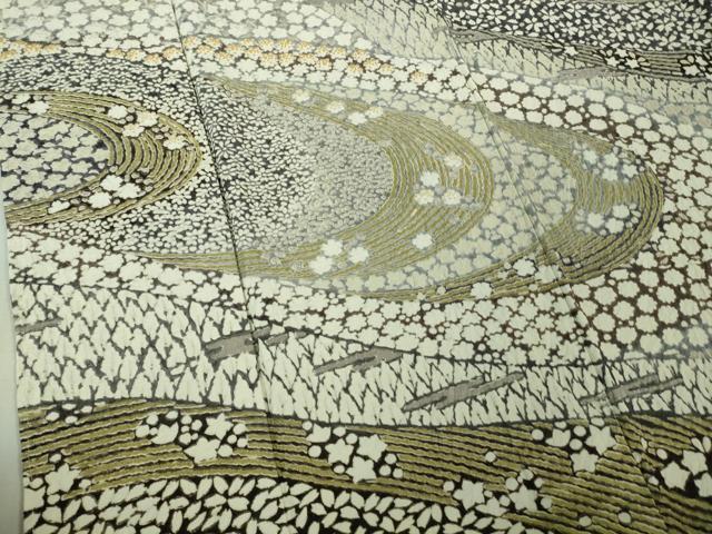 平和屋本店■極上　中国三大刺繍　相良刺繍　訪問着　襲絞り　暈し染め　金糸　銀通し地　逸品　未使用　DZAB1411kh5