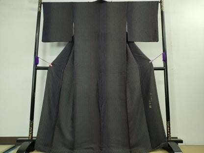 平和屋着物●極上 児島廣和 アトリエ 聖jin苑 小紋 笹竹間道 鬼しぼ縮緬 逸品 未使用 DZAB1414kh5