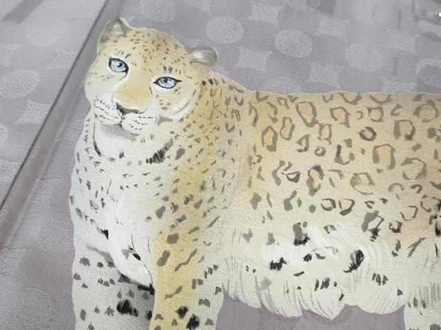 平和屋本店●極上　訪問着　手描き　チーター　城　スパンコール　藤色地　銀彩　逸品　未使用　DZAB1417kh5