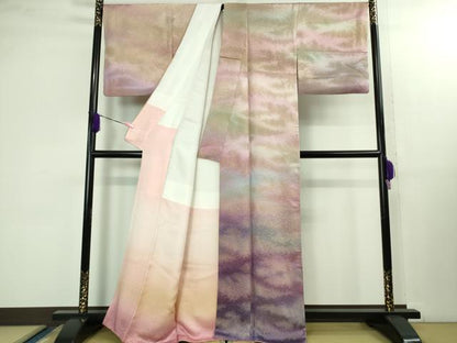 平和屋本店■極上　初代　久保田一竹　幻の辻が花　訪問着　暈し染め　金通し地　逸品　DZAB1419kh5