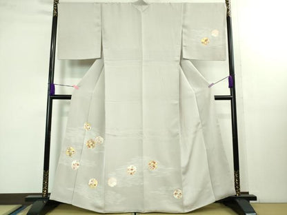 平和屋本店■極上　訪問着　駒刺繍　立波雪輪花文　潤色地　金彩　逸品　DZAB1424kh5