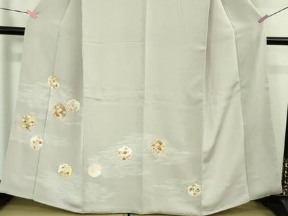 平和屋本店■極上　訪問着　駒刺繍　立波雪輪花文　潤色地　金彩　逸品　DZAB1424kh5