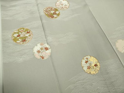 平和屋本店■極上　訪問着　駒刺繍　立波雪輪花文　潤色地　金彩　逸品　DZAB1424kh5