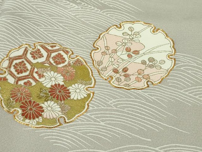 平和屋本店■極上　訪問着　駒刺繍　立波雪輪花文　潤色地　金彩　逸品　DZAB1424kh5