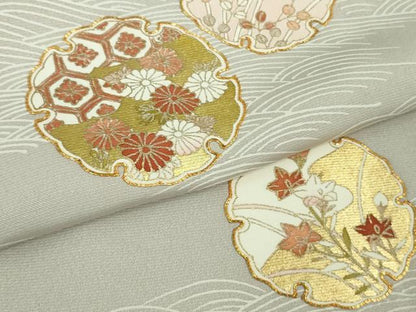 平和屋本店■極上　訪問着　駒刺繍　立波雪輪花文　潤色地　金彩　逸品　DZAB1424kh5