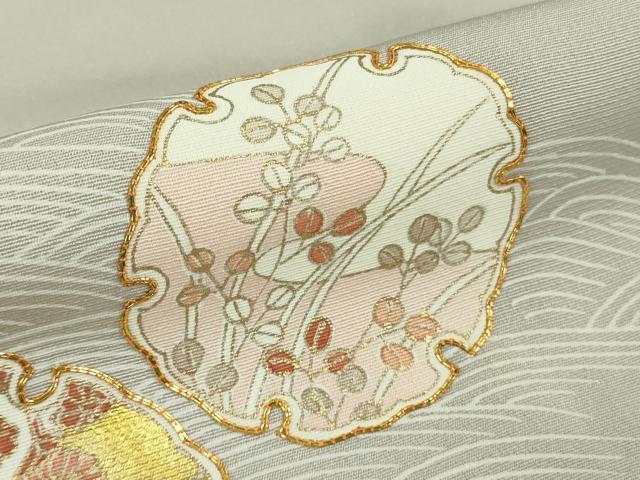 平和屋本店■極上　訪問着　駒刺繍　立波雪輪花文　潤色地　金彩　逸品　DZAB1424kh5