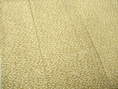 平和屋本店■極上　浦野理一　型染　小紋　こぼれ松葉　枯色地　鬼しぼ縮緬　逸品　DZAB1427kh5