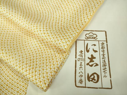 平和屋本店■極上　京都老舗銘店・に志田　小紋　鹿の子文　たとう紙・残布付き　逸品　DZAB1430kh5