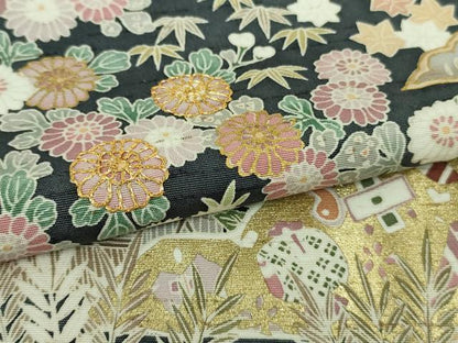 平和屋本店■極上　訪問着　紬地　駒刺繍　宝尽くし　風景草花文　金彩　逸品　未使用　DZAB1439kh5