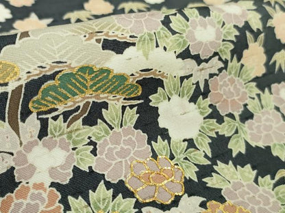 平和屋本店■極上　訪問着　紬地　駒刺繍　宝尽くし　風景草花文　金彩　逸品　未使用　DZAB1439kh5
