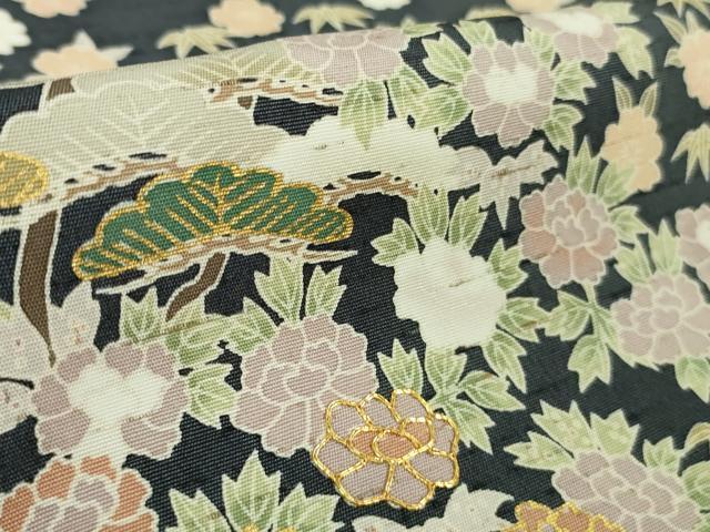 平和屋本店■極上　訪問着　紬地　駒刺繍　宝尽くし　風景草花文　金彩　逸品　未使用　DZAB1439kh5