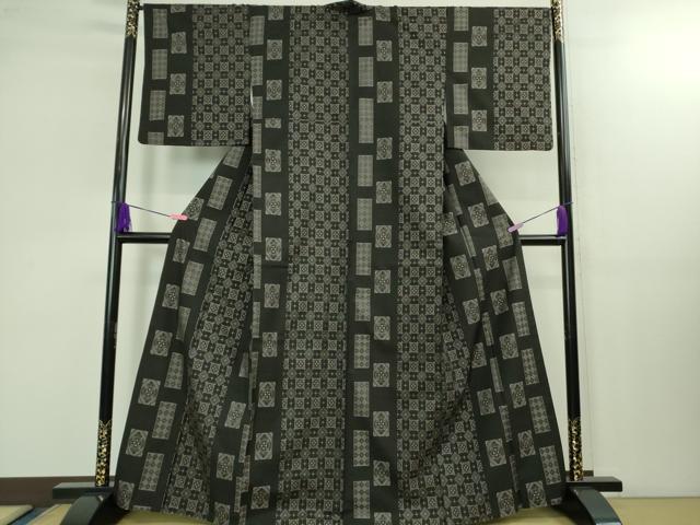 平和屋本店■極上　現代龍郷絣　本場大島紬　7マルキ　色紙間道　逸品　DZAB1450kh5