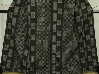 平和屋本店■極上　現代龍郷絣　本場大島紬　7マルキ　色紙間道　逸品　DZAB1450kh5