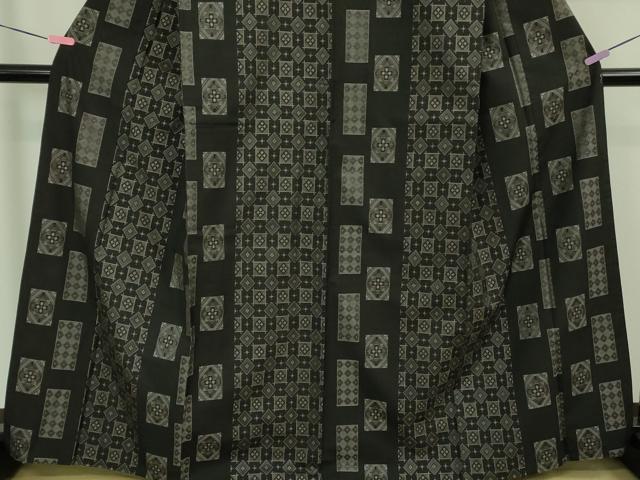 平和屋本店■極上　現代龍郷絣　本場大島紬　7マルキ　色紙間道　逸品　DZAB1450kh5